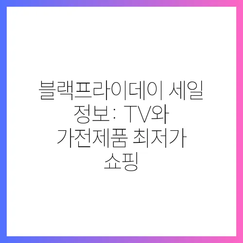 블랙프라이데이 세일 정보: TV와 가전제품 최저가 쇼핑