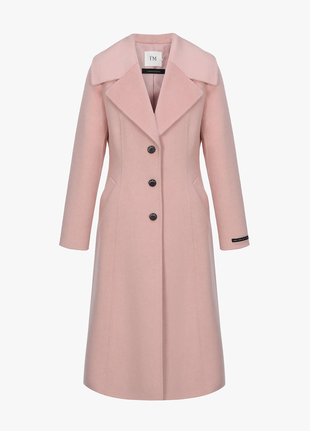 잇미샤 빅카라 슬림핏 캐시미어 블렌디드 핸드메이드 코트 핑크 앞면
