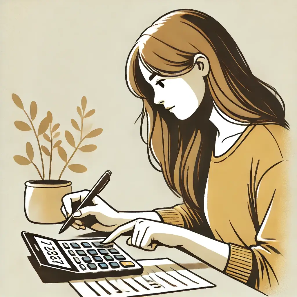 이율 계산에 집중하는 모습.