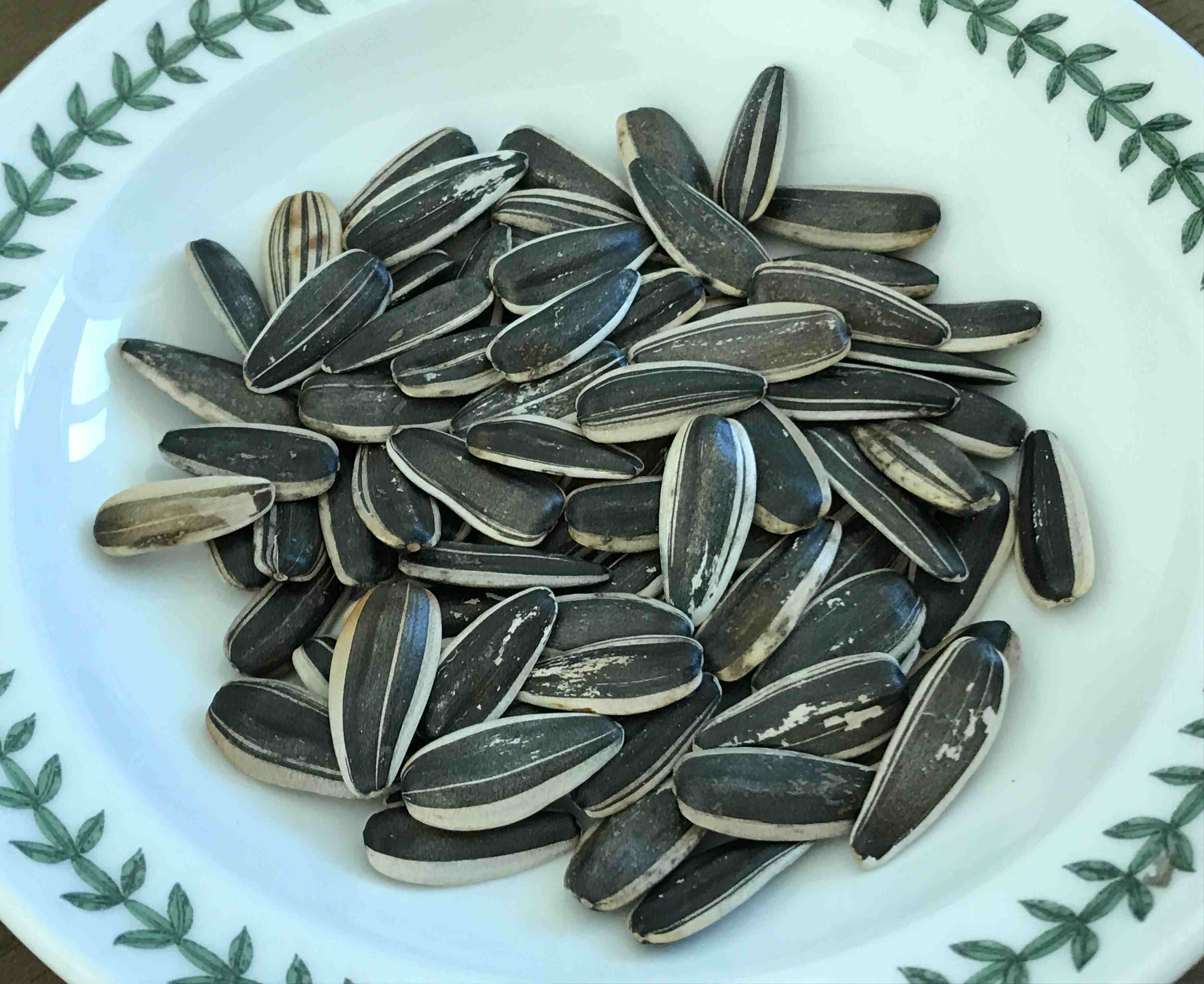 해바라기씨를 접시에 담은 모습