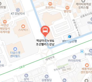 역삼아르누보.조선팰리스강남에서 인천공항 리무진 공항버스(6703번) 지도 위치