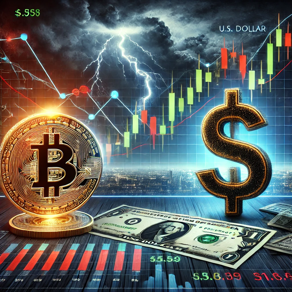 비트코인과 달러인덱스와 관련된 이미지