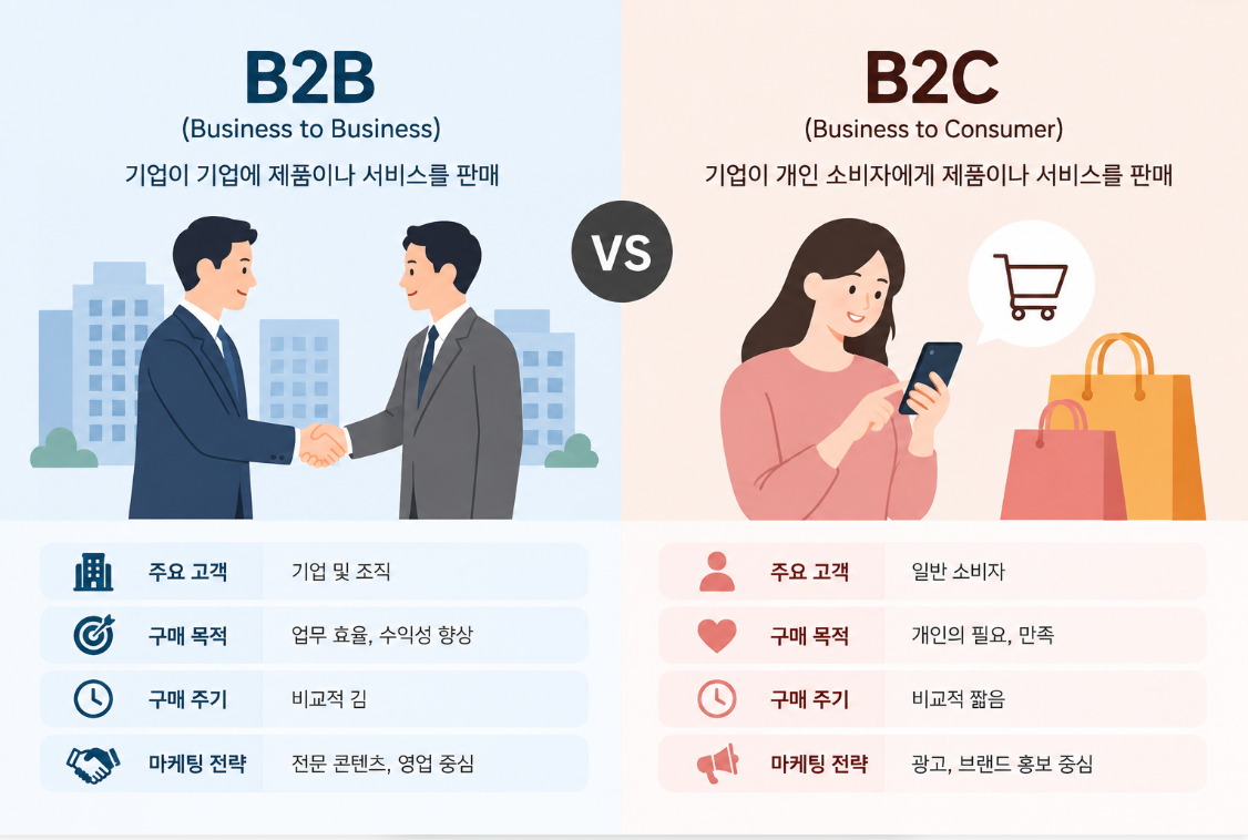 B2B와 B2C 비즈니스 차이점