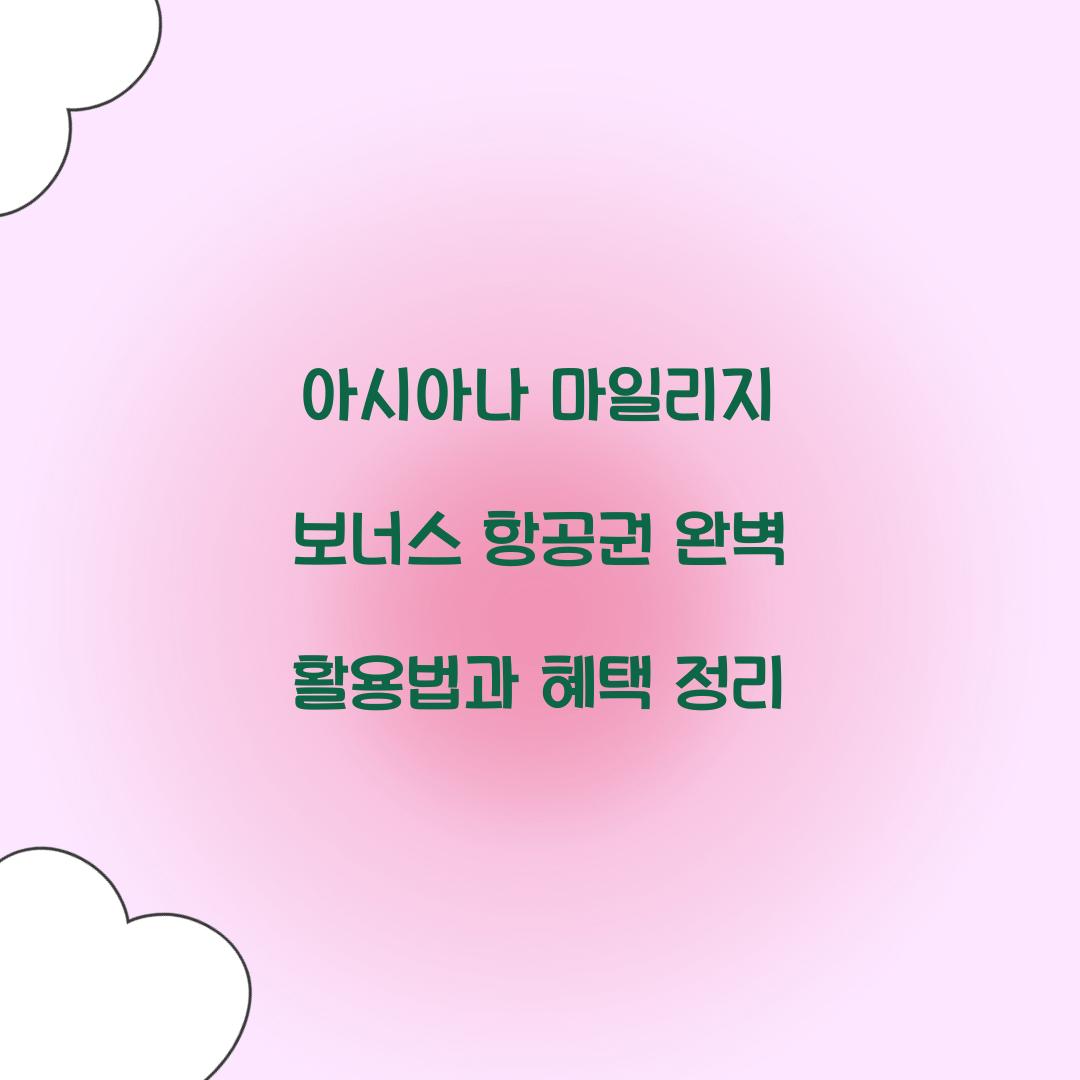 아시아나 마일리지 보너스 항공권