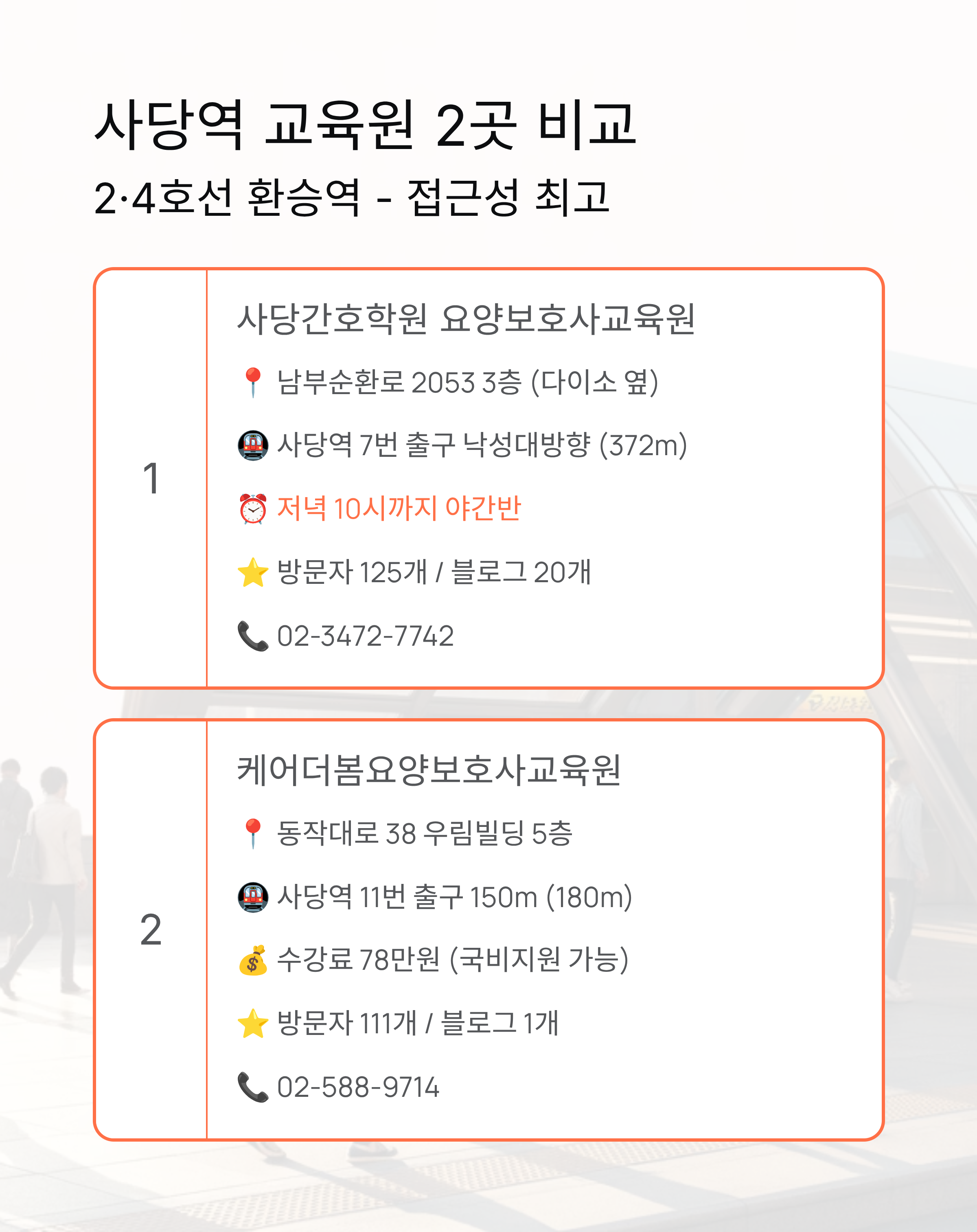 관악 동작 서초 국비지원 요양보호사교육원 Best 6 ❘ 100% 무료 교육