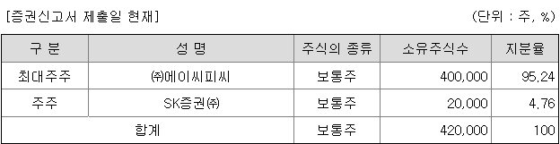 SK증권스팩13호 지분 구조