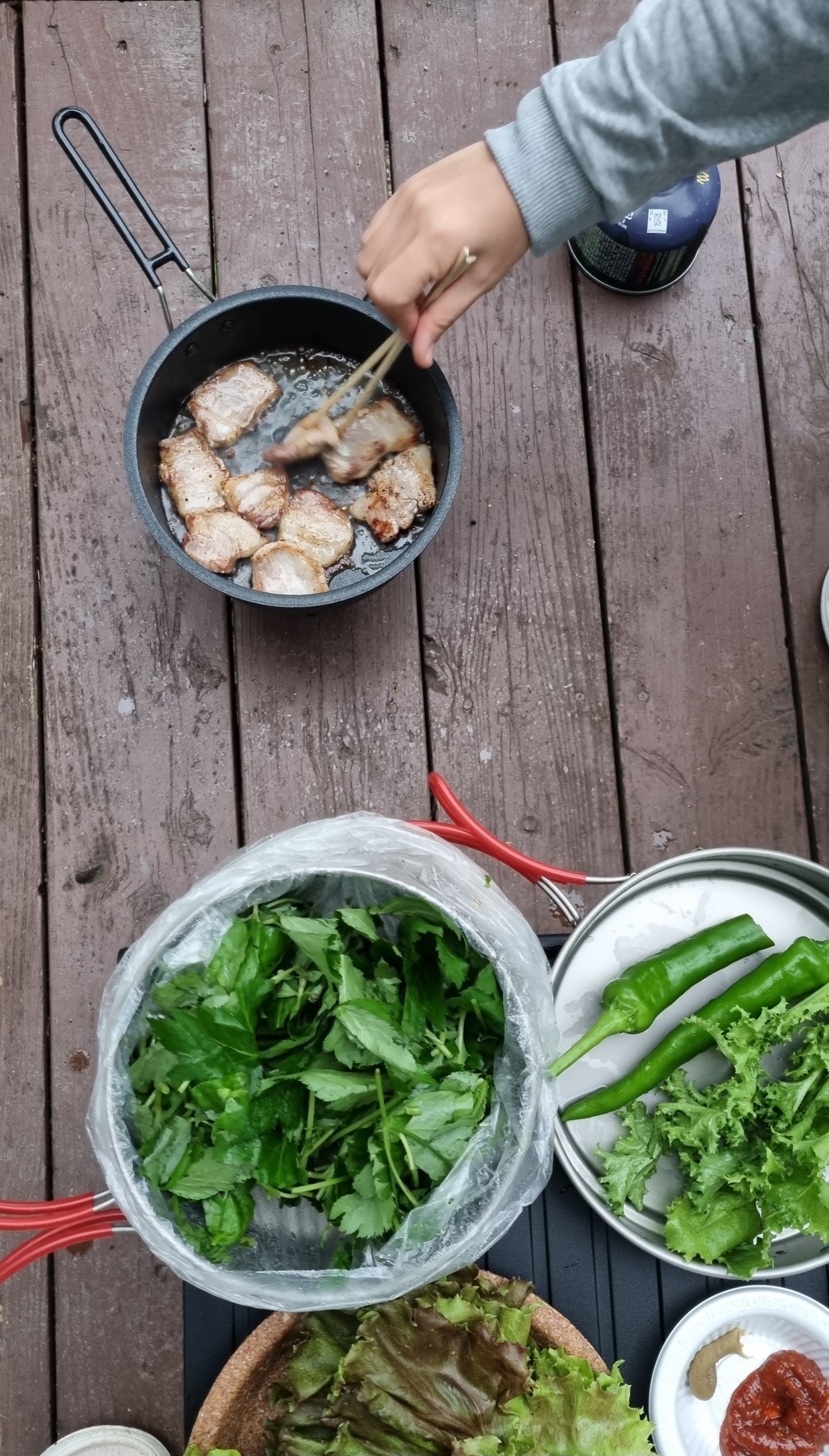 캠핑 바베큐, 채소 겉절이