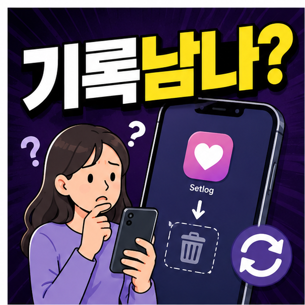 셋로그 삭제를 고민하며 기록 유지 여부를 확인하는 사용자 상황