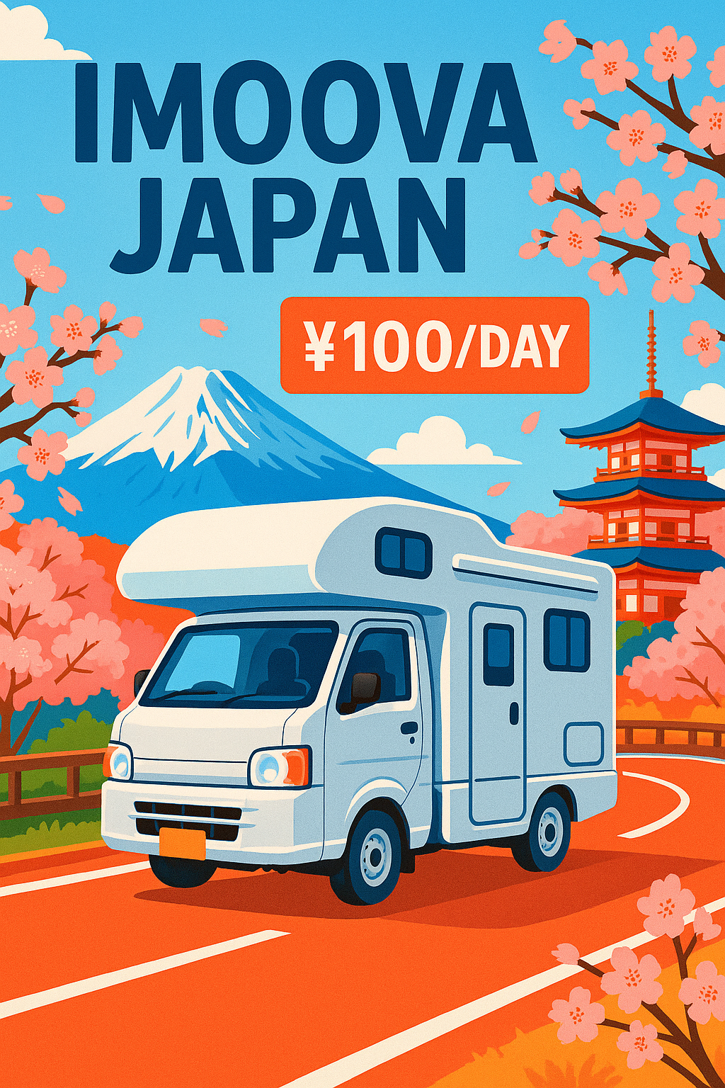 Imoova Japan campervan rental service guide - affordable RV travel from 100 yen per day with Mount Fuji scenic route