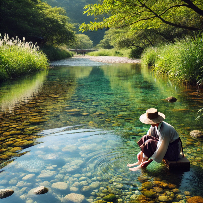 맑은 물에 발을 담그는 꿈