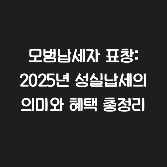 모범납세자 표창: 2025년 성실납세의 의미와 혜택 총정리 대표 이미지