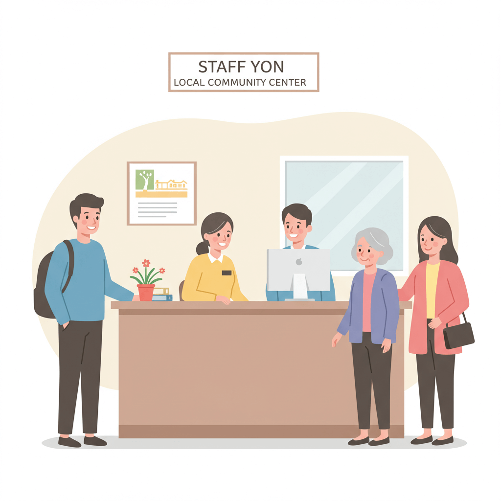 주민센터 창구에서 어르신이 직원의 안내를 받는 장면 3