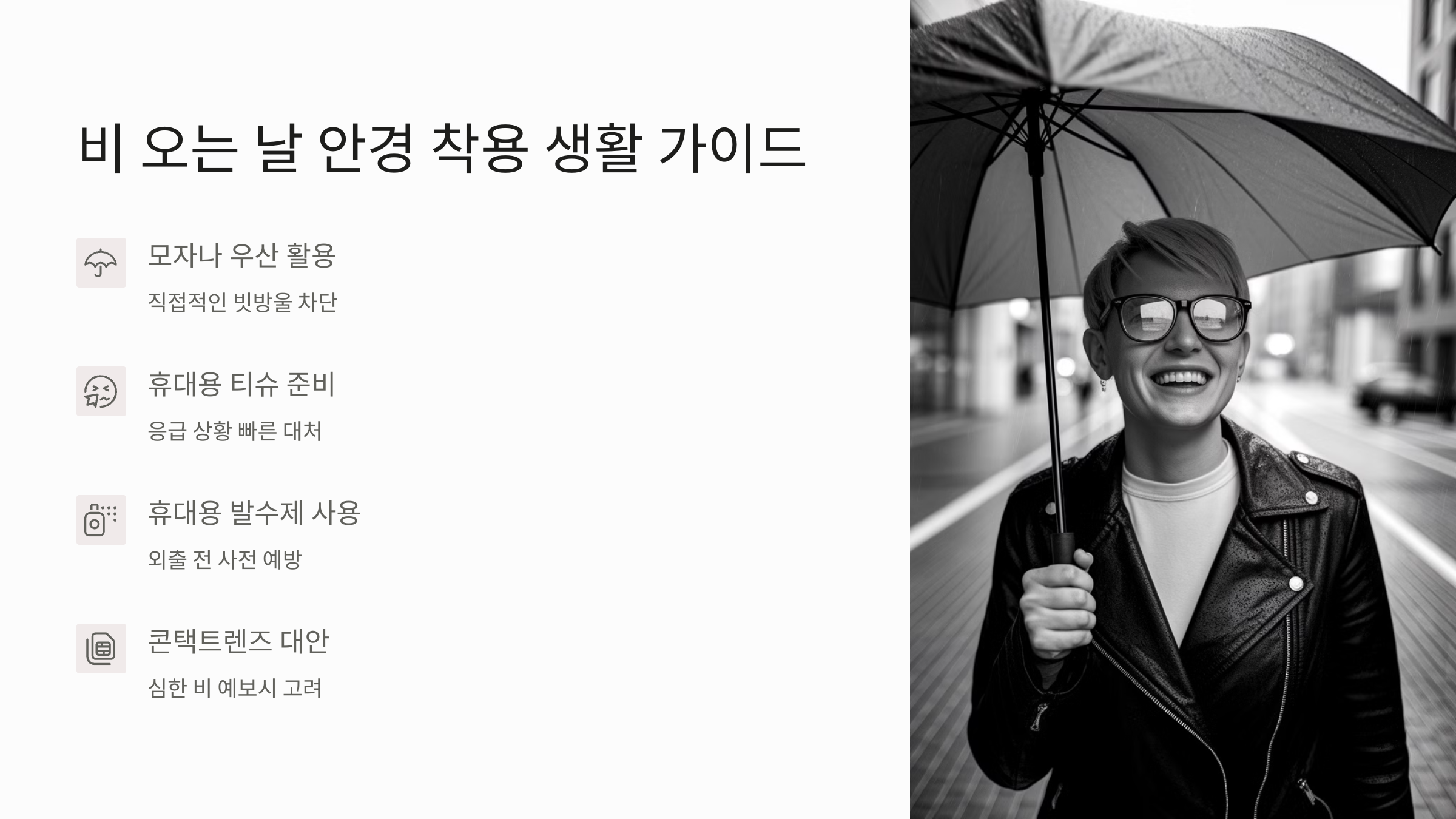 안경에 빗방울 비 오는 날 안경 낀 분 필독