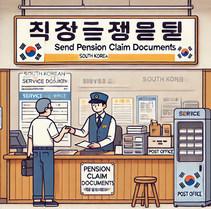 우체국에서 반환일시금 청구 서류를 발송하는 모습