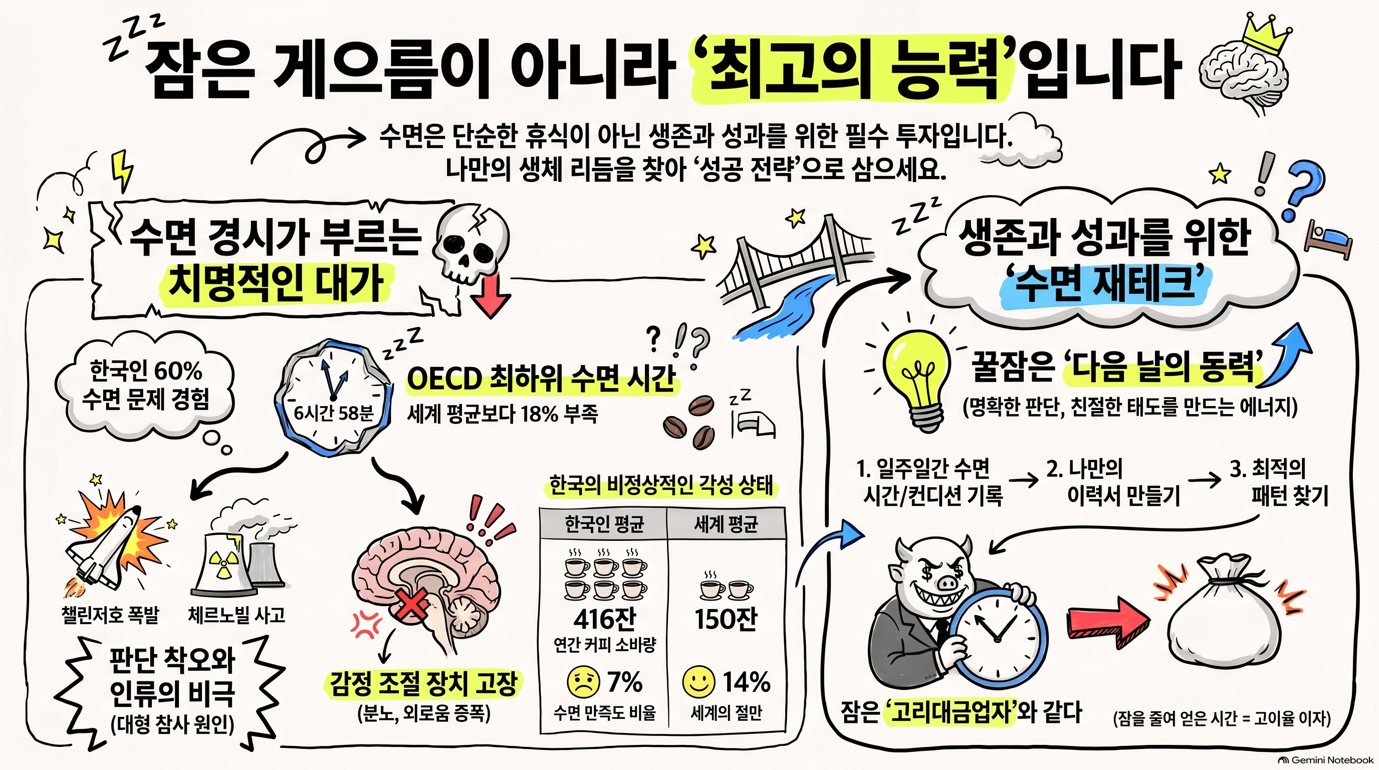 김경일의 마음 트래킹 5장 수면 경시 인포그래픽