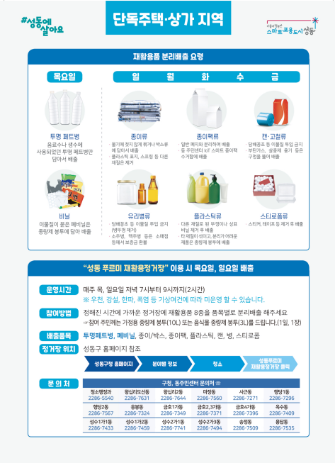 성동구 재활용품 분리배출 요령: 요일제와 품목별 가이드