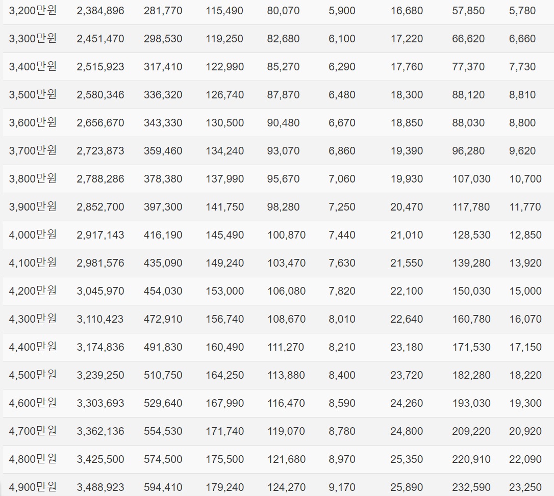 2024년 연봉 실수령액