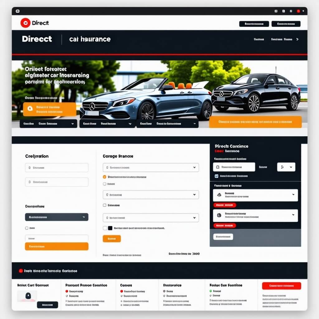 다이렉트 자동차 보험의 온라인 가입 절차를 보여주는 스크린샷.