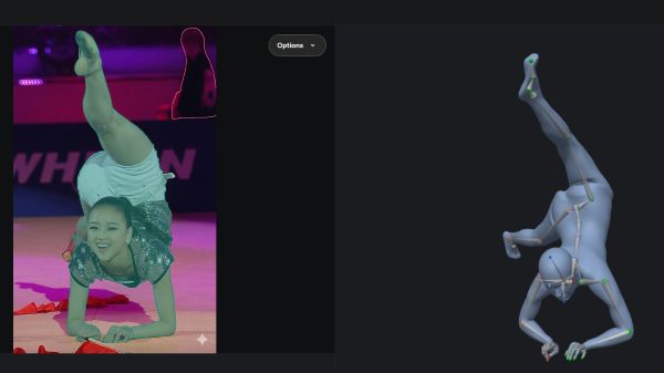 meta ai demo 갤러리에 손연재 사진 동작 분석