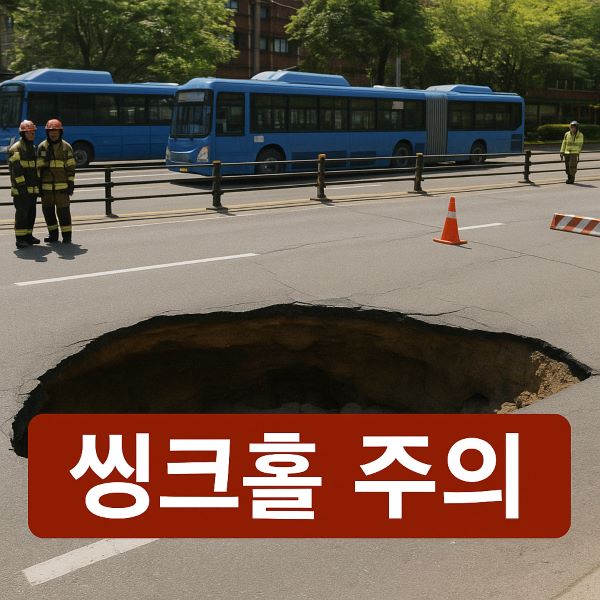 씽크홀 주의: 도로에 생긴 씽크홀