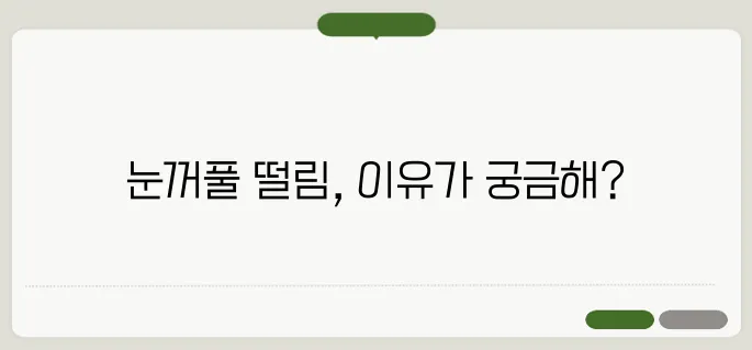 눈꺼풀 떨림현상 원인과 완화하는 법