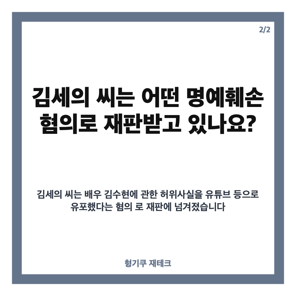 김세의 명예훼손 혐의, 보석 청구와 심문 일정 정리 카드뉴스 3