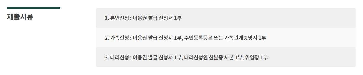 산림복지서비스이용권 조건확인하기