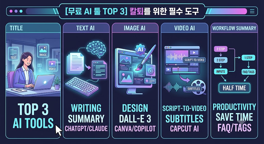 칼퇴를 부르는 비밀 일하는 시간 절반으로 줄여주는 무료 AI 툴 TOP 3