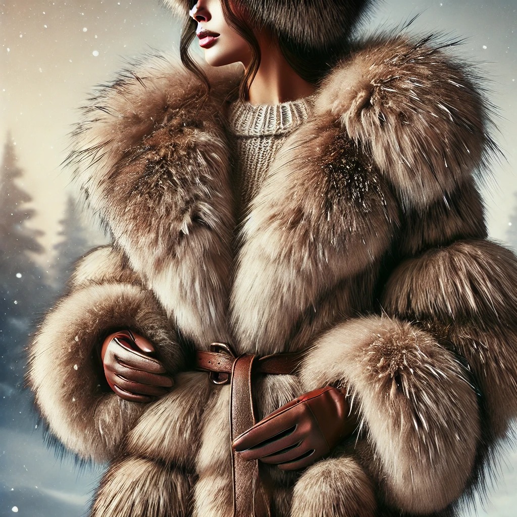 고급스러운 모피 질감을 강조한 겨울 패션룩, 퍼 텍스처