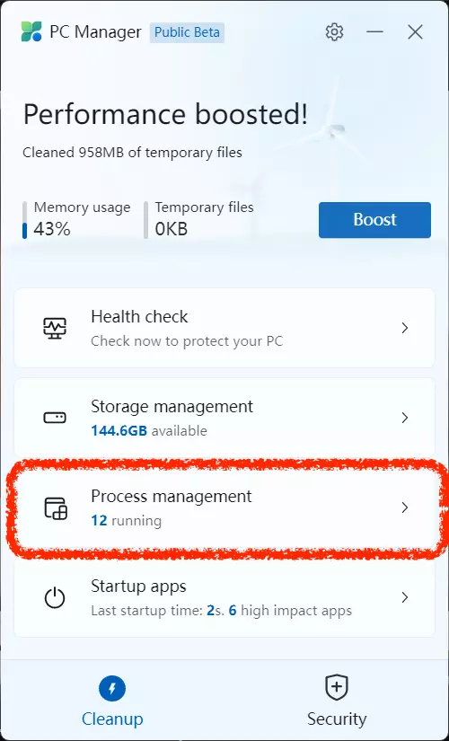 마이크로소프트 (Microsoft) PC Manager 프로세스 정리