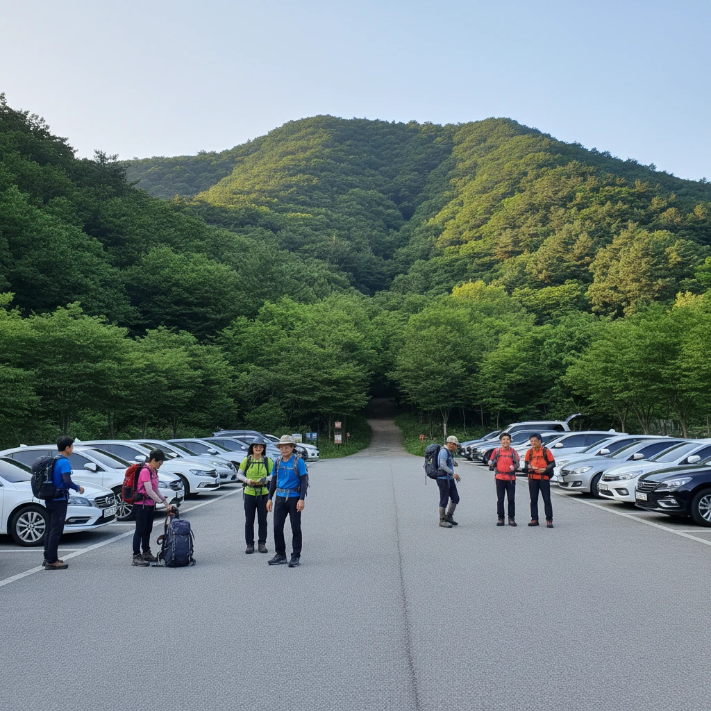 수리산 등산로 입구 근처 공영주차장 ..