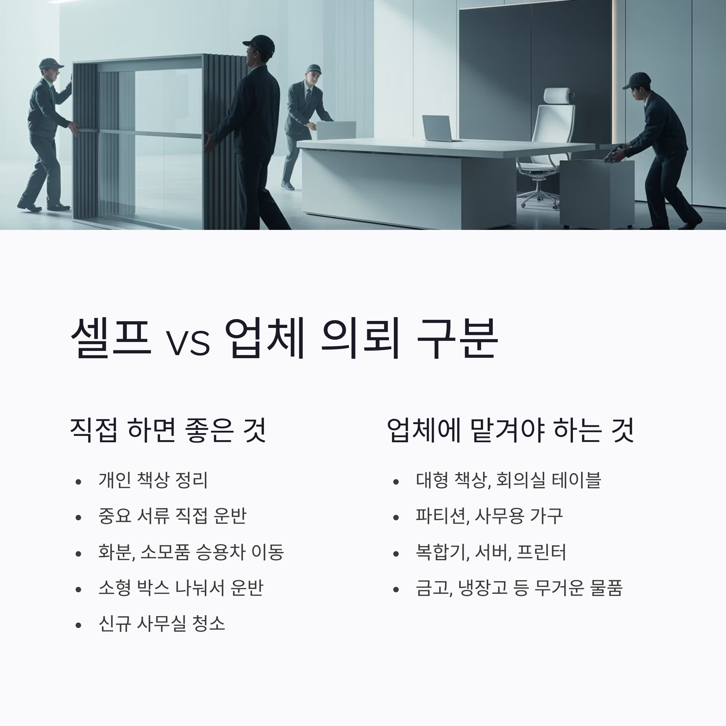 상가 사무실 이사 당일 구분사항