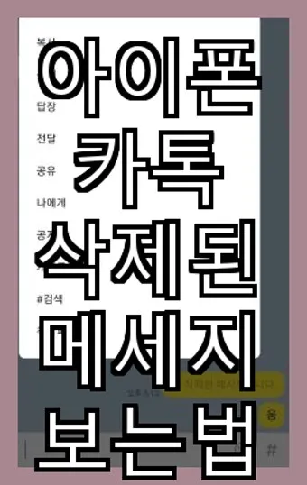 카톡 삭제된 메시지 보는방법 복구 방법 아이폰 갤럭시_9