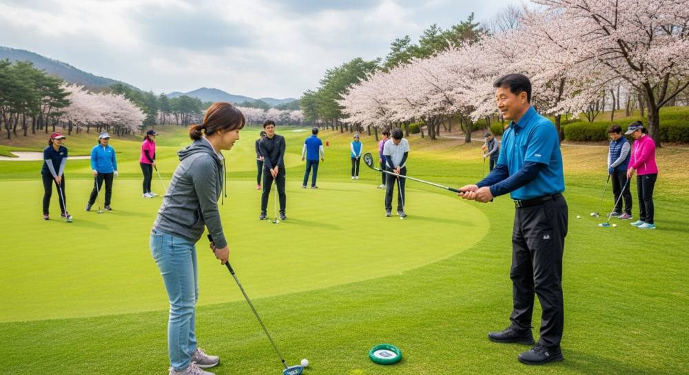파크골프 지도사가 강습하는 사진