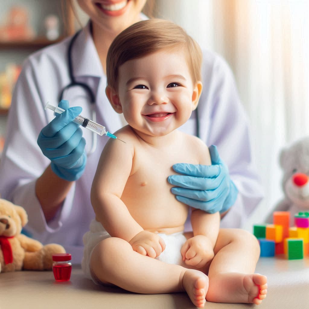 예방접종을 맞고 있는 아기의 모습