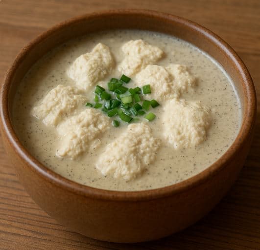 목화두부(모화두부) – 가정에서 만든 생두부를 들깨즙과 함께 끓인 향토 음식