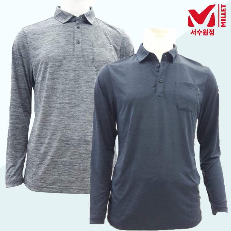 밀레 남성 등산티셔츠 카라 긴팔 등산복상의