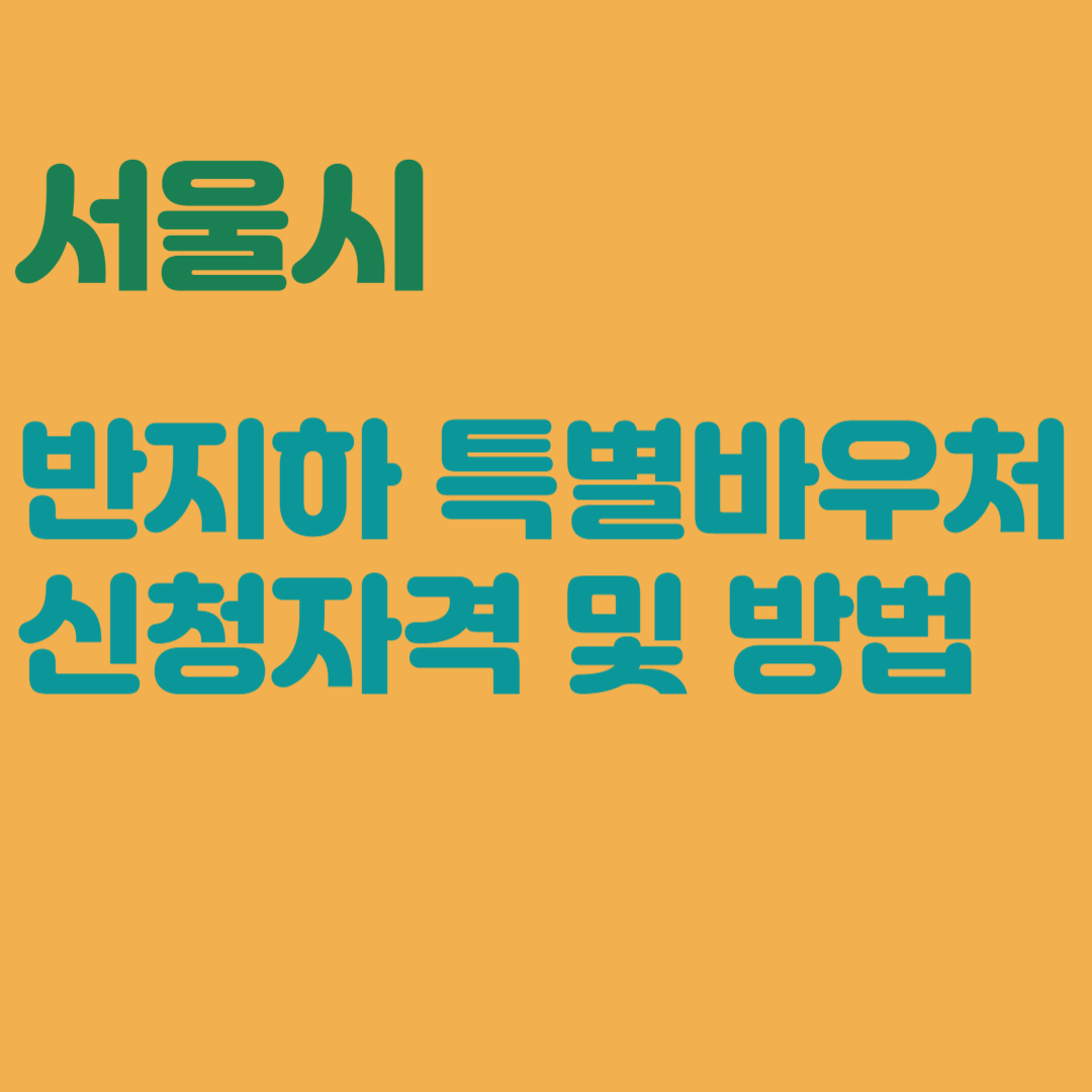 서울시 반지차 특별바우처 신청자격 및 방법