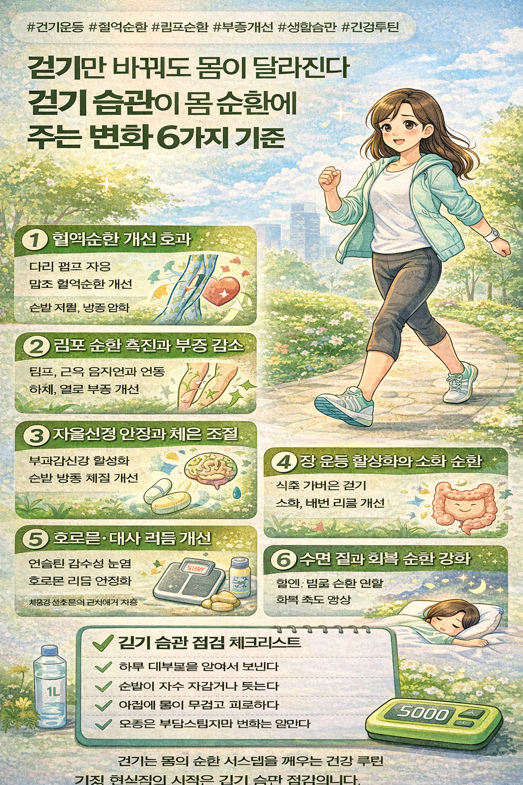 걷기만 바꿔도 몸이 달라진다 걷기 습관이 몸 순환에 주는 변화 6가지 기준