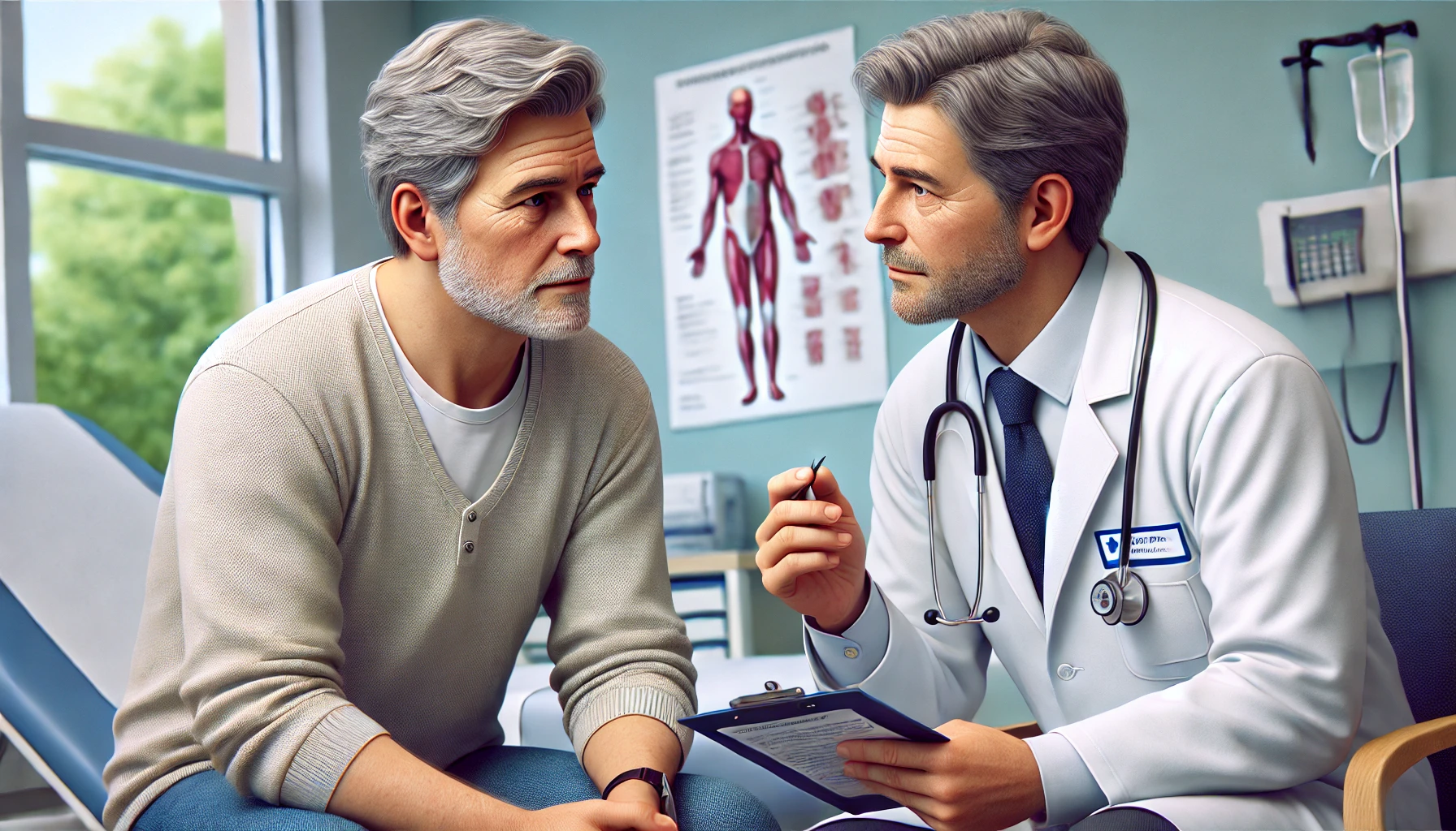 중년 남성의 병원 진료: 전립선 건강 상담