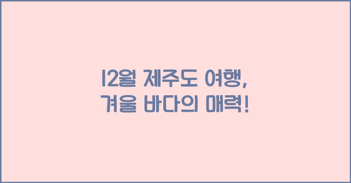 12월 제주도 여행