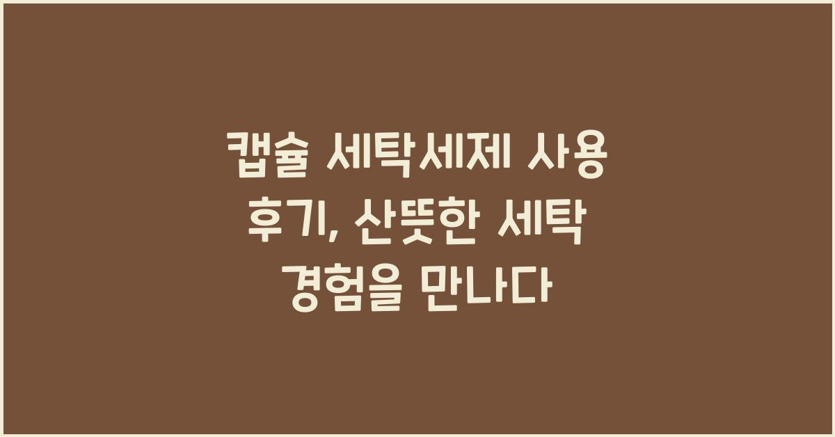 캡슐 세탁세제 사용 후기