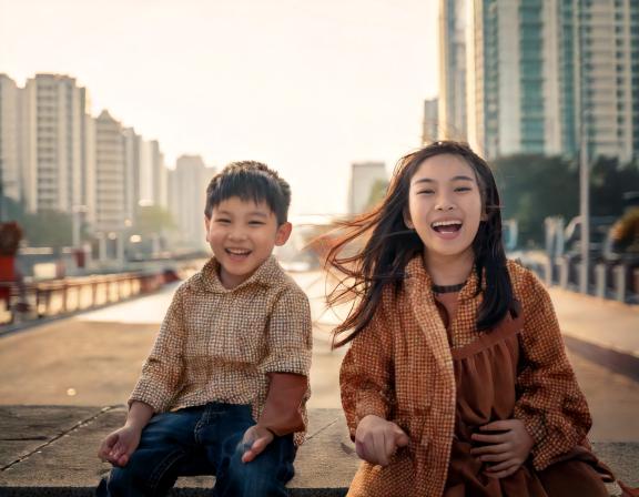 웃고있는-남자와-여자아이