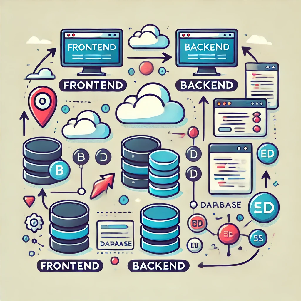 프론트엔드와 백엔드 간의 상호작용을 설명하는 이미지