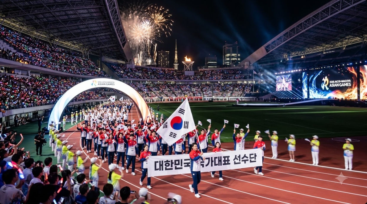 아이치 나고야 아시안게임 개막식 현장 및 대한민국 국가대표 선수단