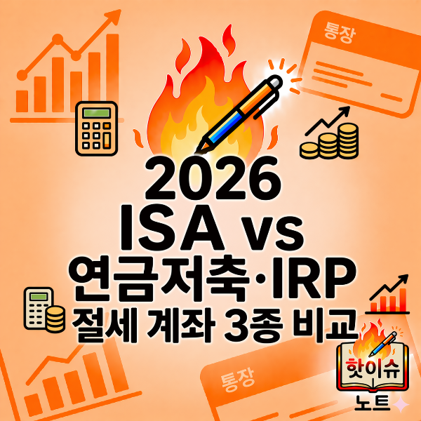 2026 ISA vs 연금저축&middot;IRP｜절세 계좌 3종 구조&middot;세금&middot;활용법 비교