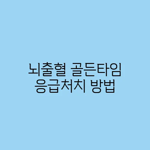 뇌출혈 골든타임 응급처치 방법
