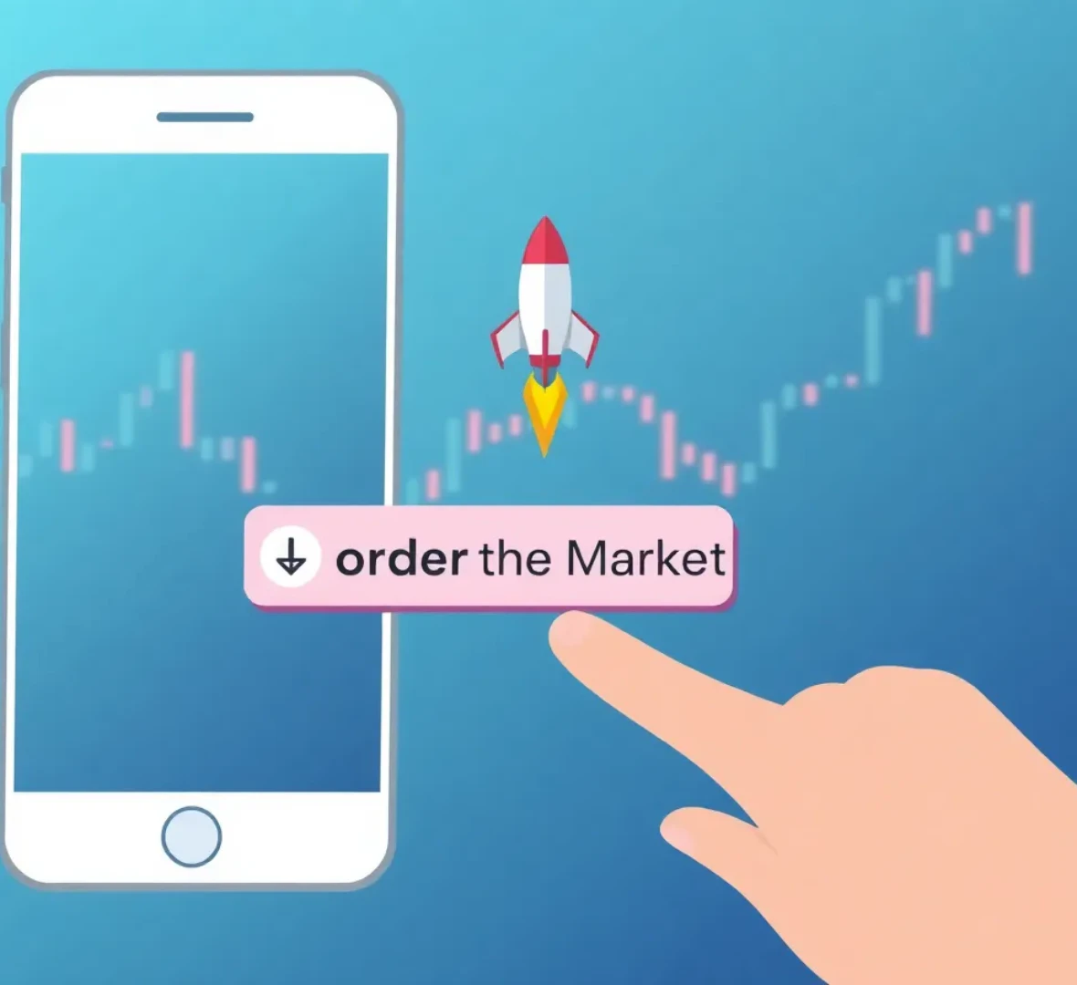 스마트폰에 시장가를 로켓으로 표현한것