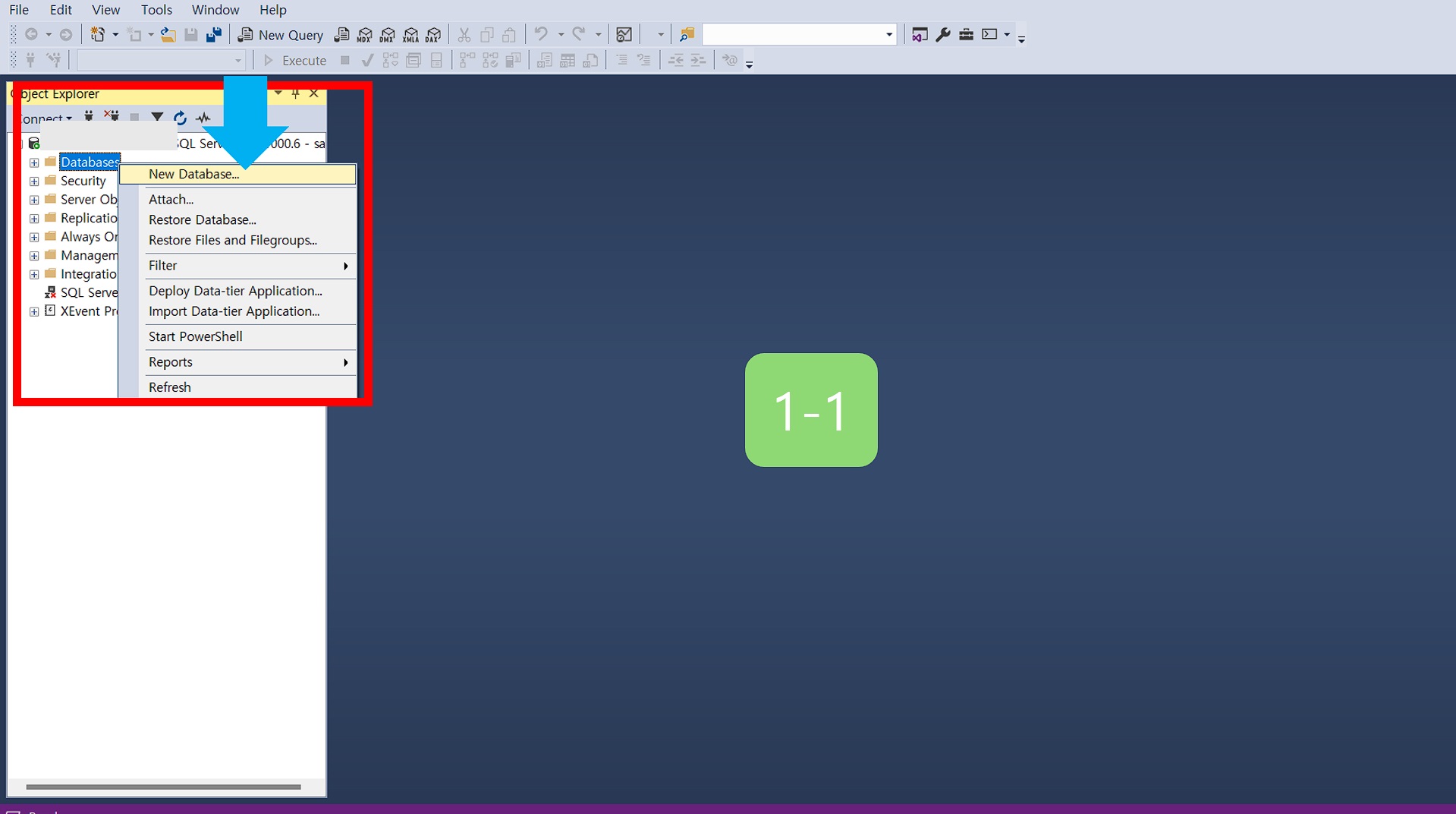 new Database 선택합니다.