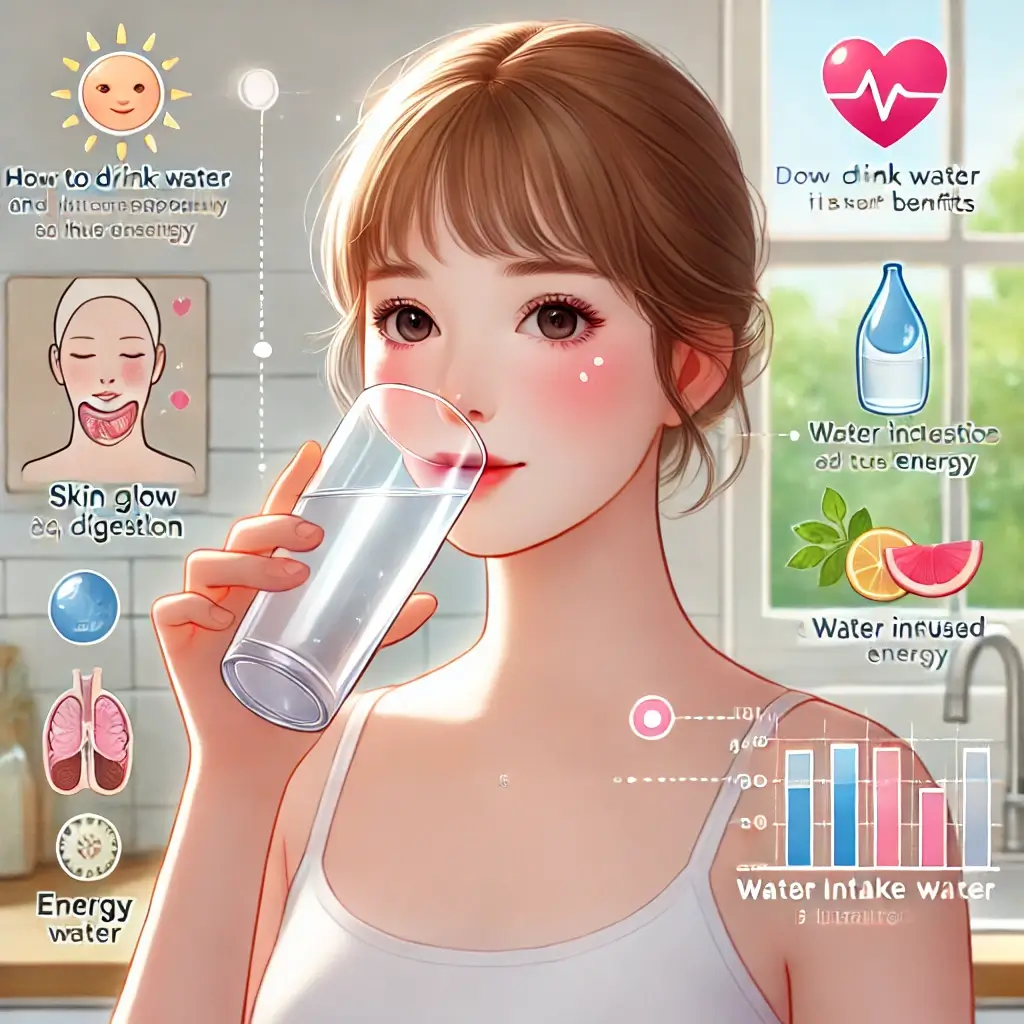 물을 마시고 있는 여성